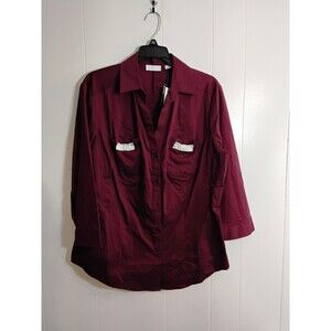 Women's New York and Co. Burgandy Blouse - Size Large